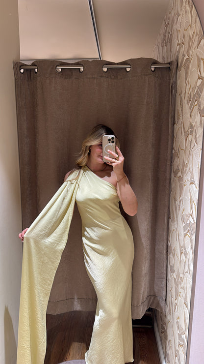 ASYMMETRISCHES KLEID MIT SCHAL DETAIL BUTTERYELLOW