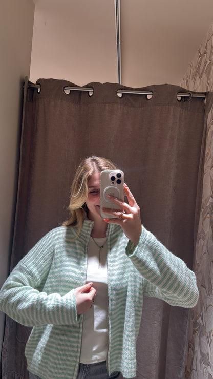 ZIP CARDIGAN BEIGE MINT