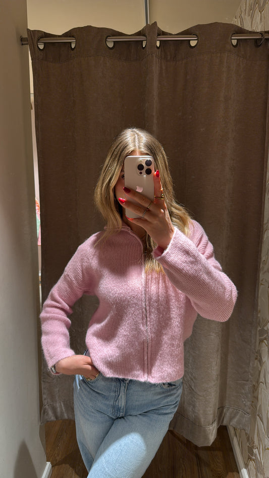 ZIP CARDIGAN ROSA