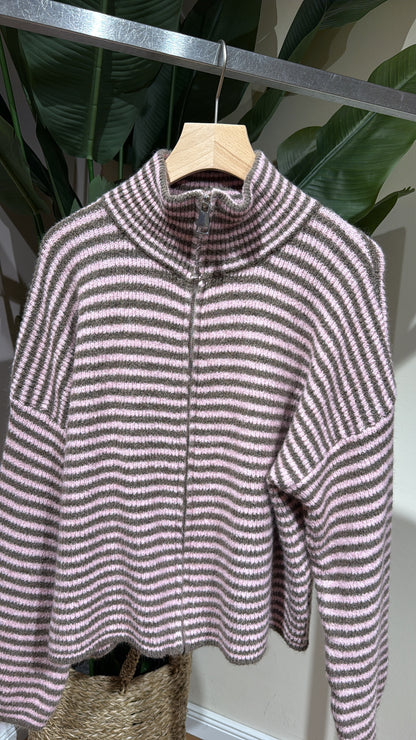 ZIP CARDIGAN GREIGE ROSA