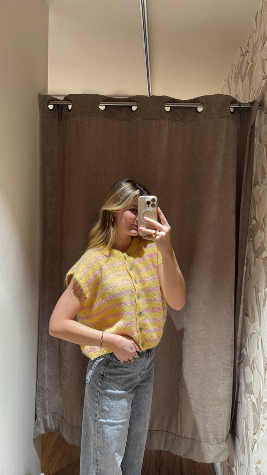 STRIPED WESTE GELB ROSA