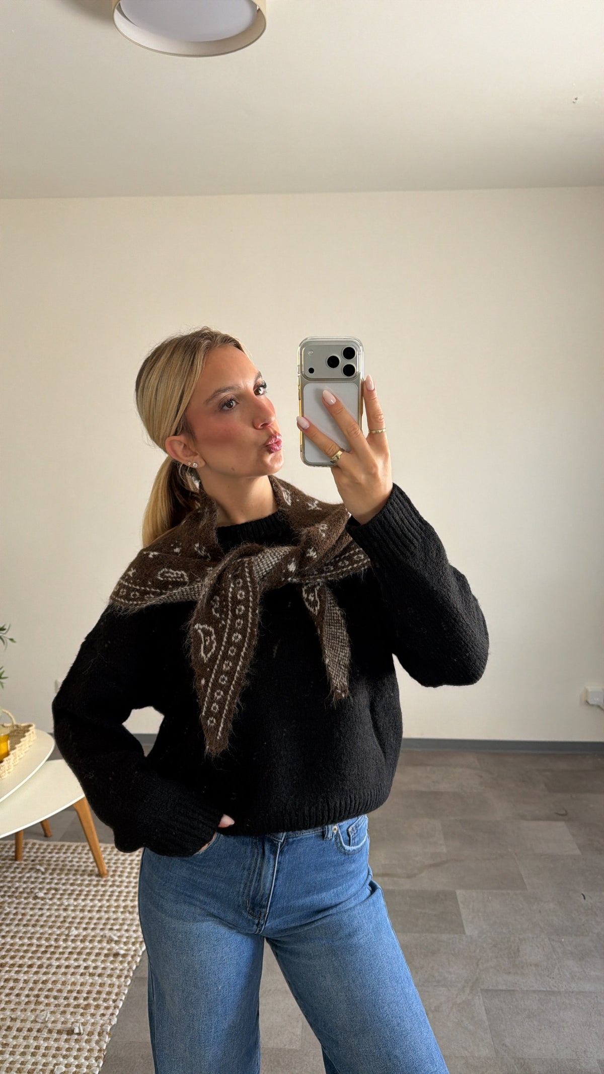 PAISLEY KNIT SCARF BROWN