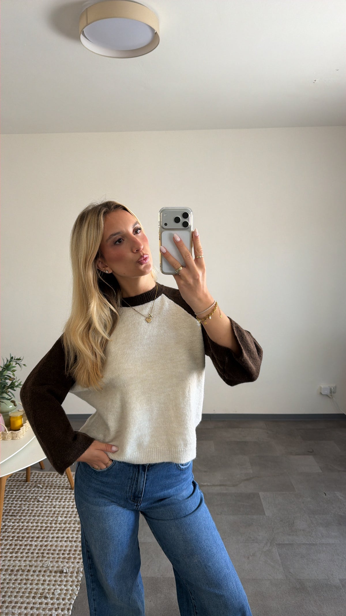 RAGLAN SLEEVE SWEATER CHOCLATE