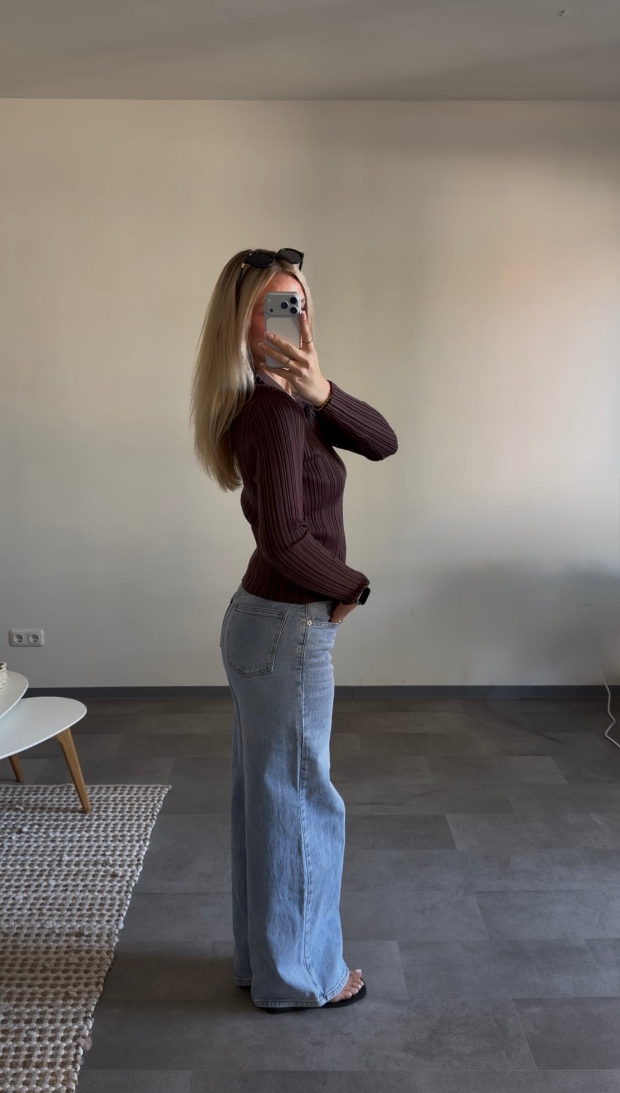RIB ZIP CARDIGAN SCHOKOBRAUN