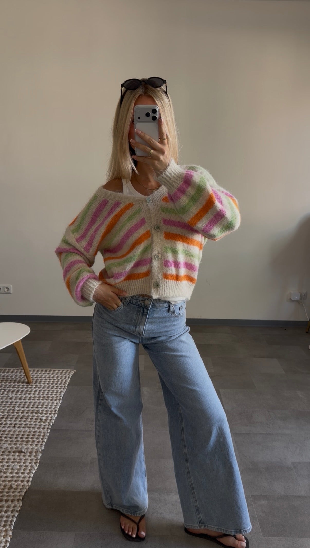 STRIPE BUTTON CARDIGAN SPRING BLOOM