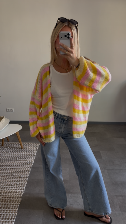 SOFT STRIPED CARDIGAN LEMONADE