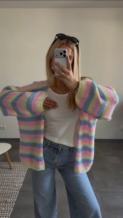 SOFT STRIPED CARDIGAN CANDY