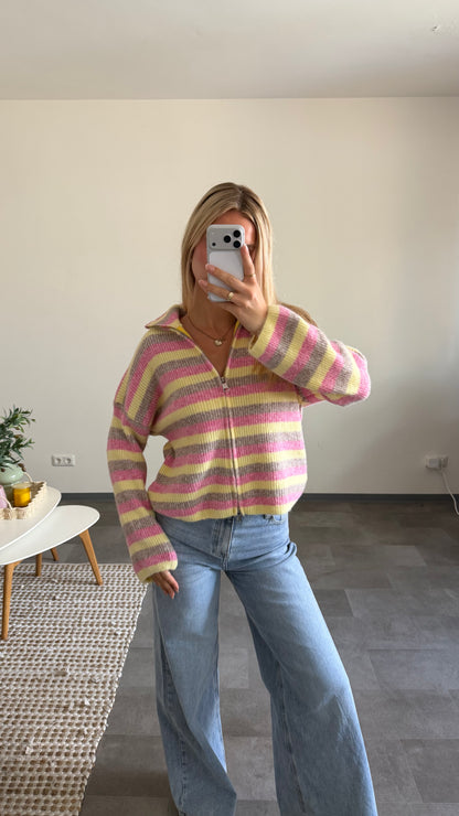 ZIP CARDIGAN HONEY PINK