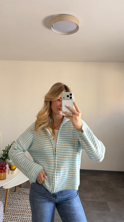 ZIP CARDIGAN SKY BLUE