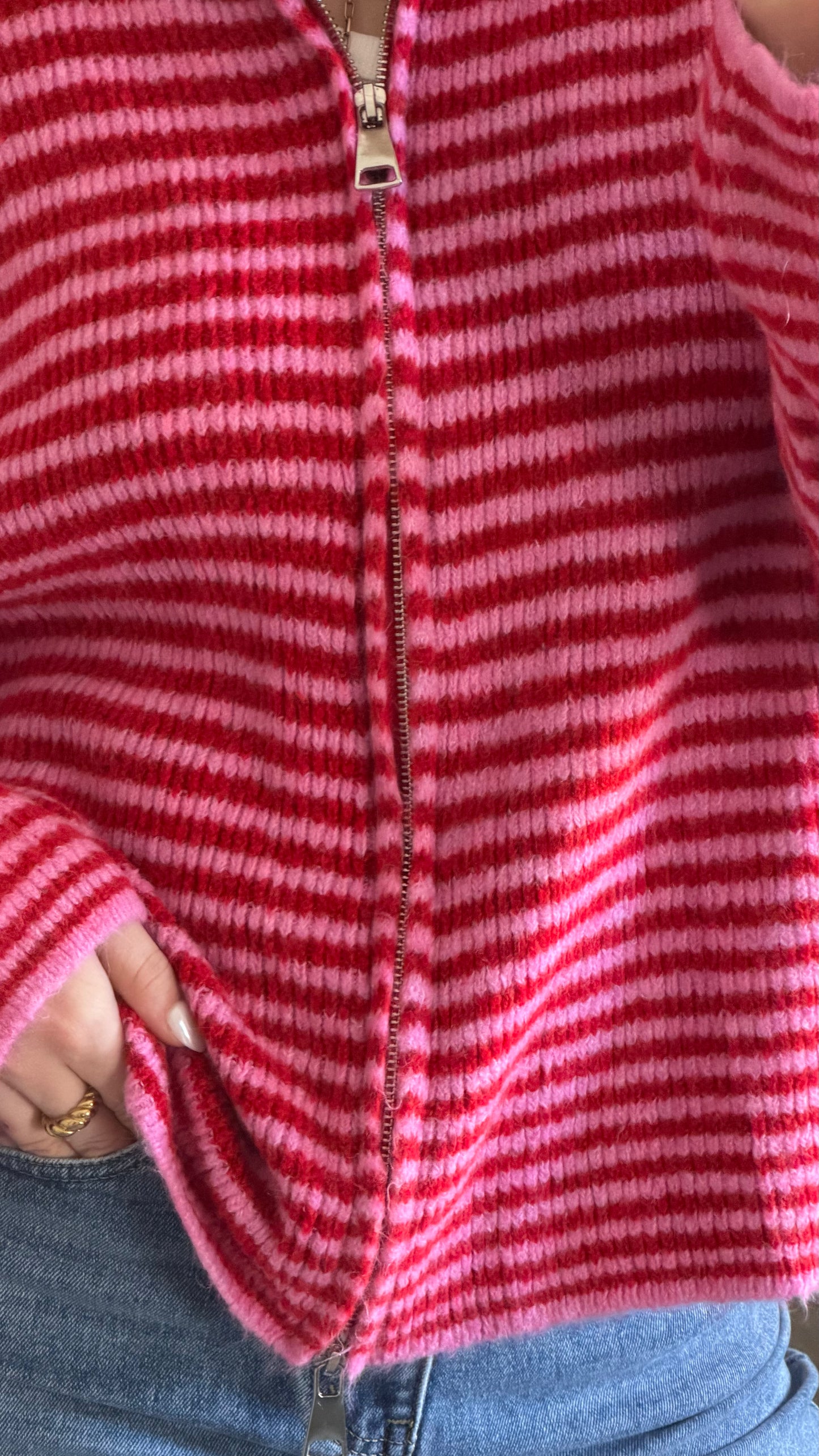 ZIP CARDIGAN BERRY