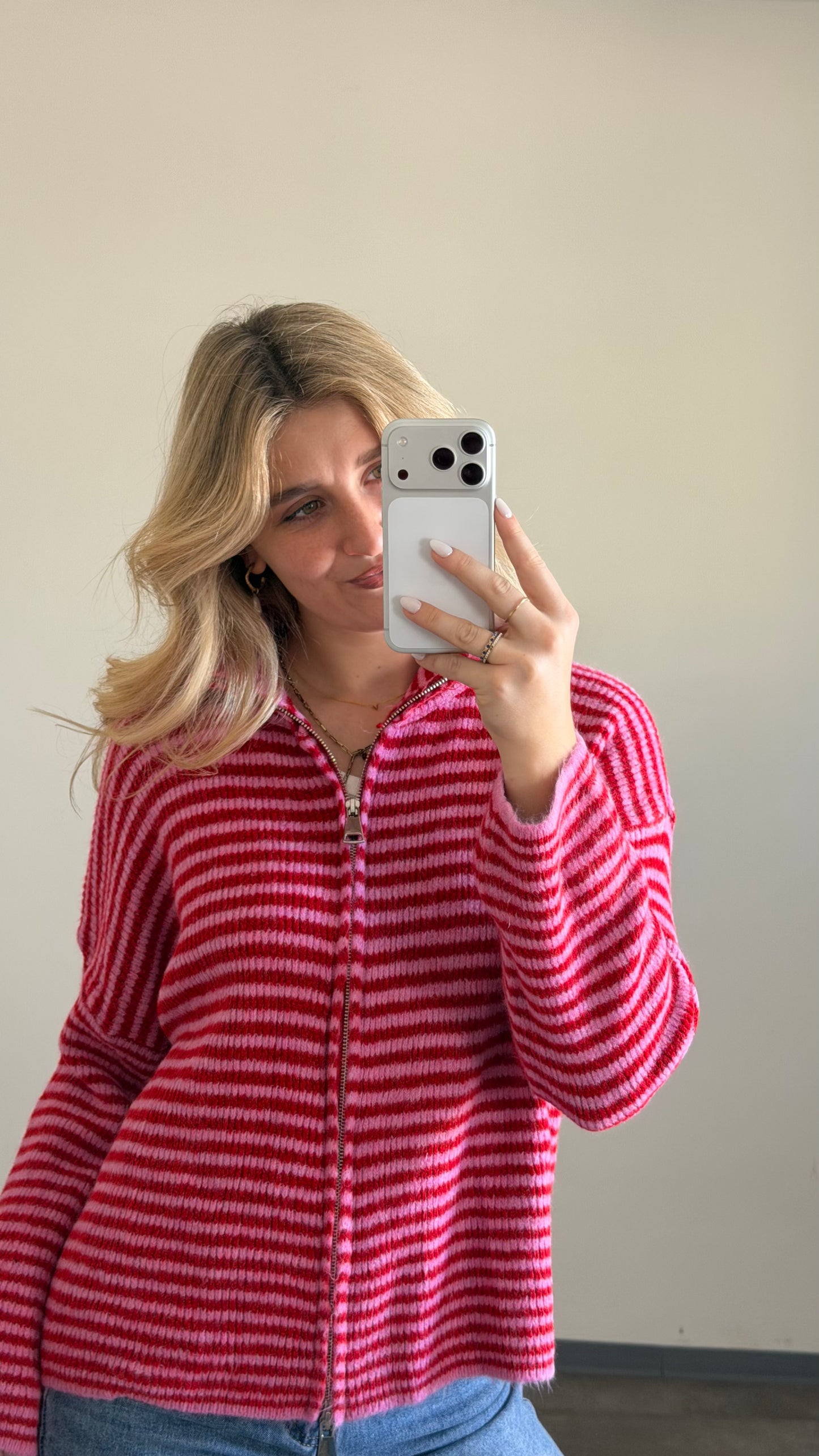 ZIP CARDIGAN BERRY