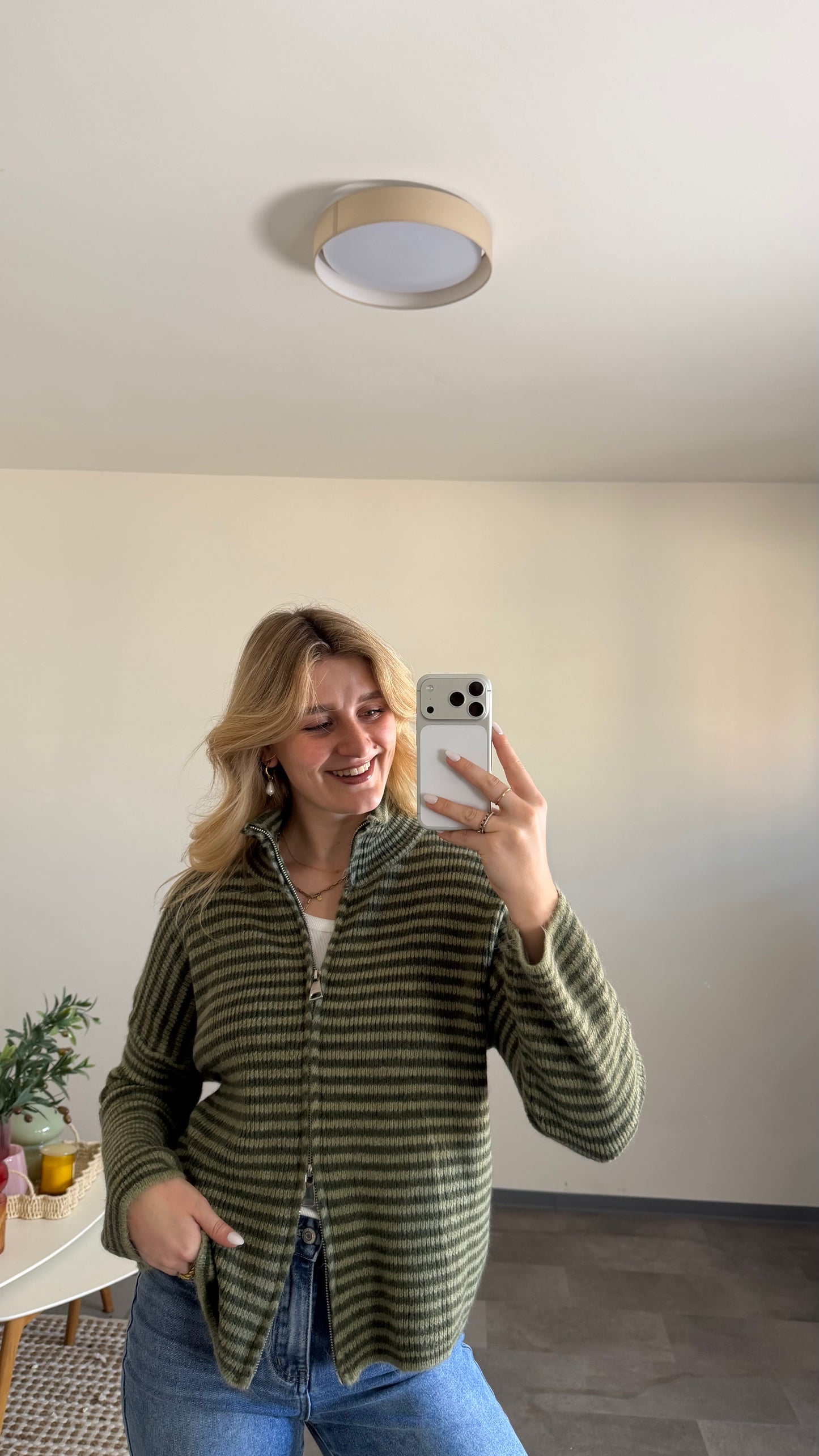 ZIP CARDIGAN SAGE GREEN