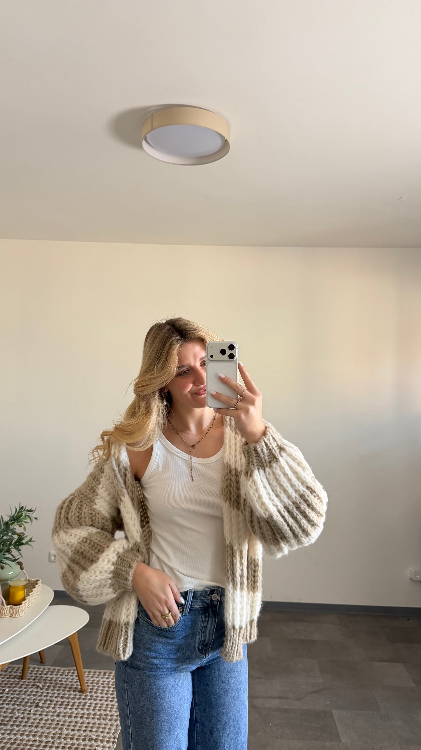 CHUNKY CARDIGAN BEIGE CREAM