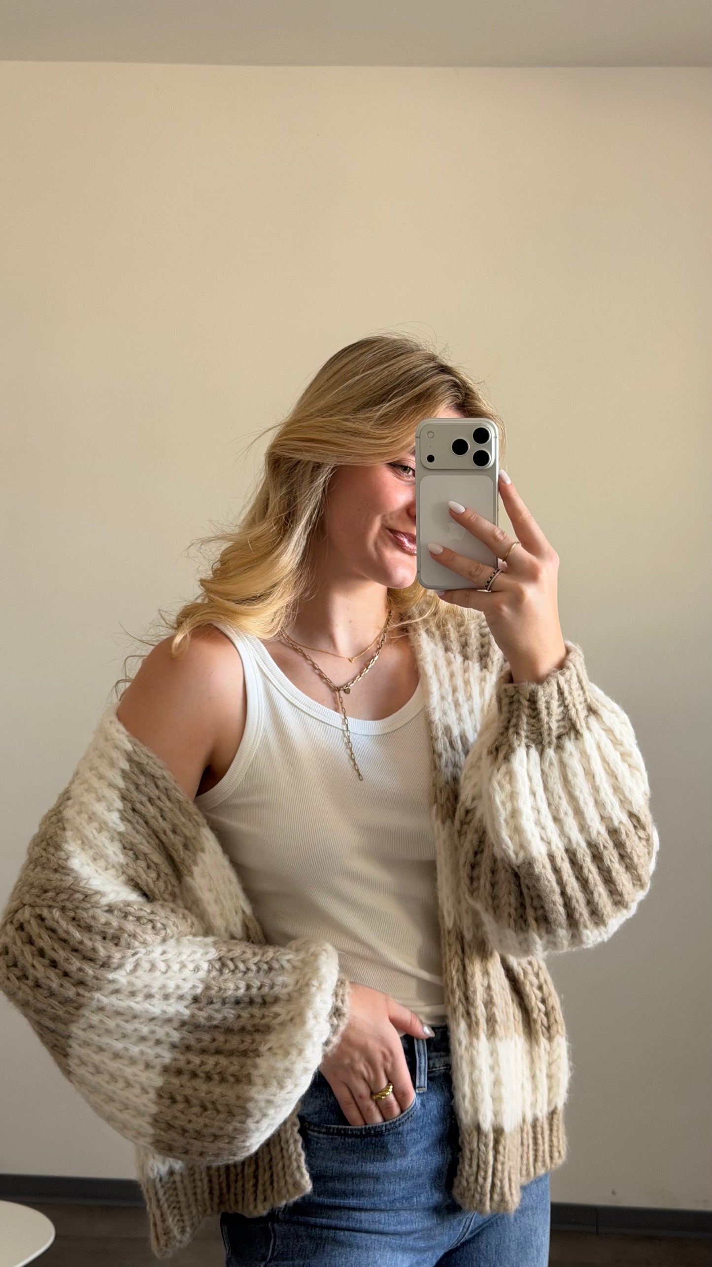 CHUNKY CARDIGAN BEIGE CREAM