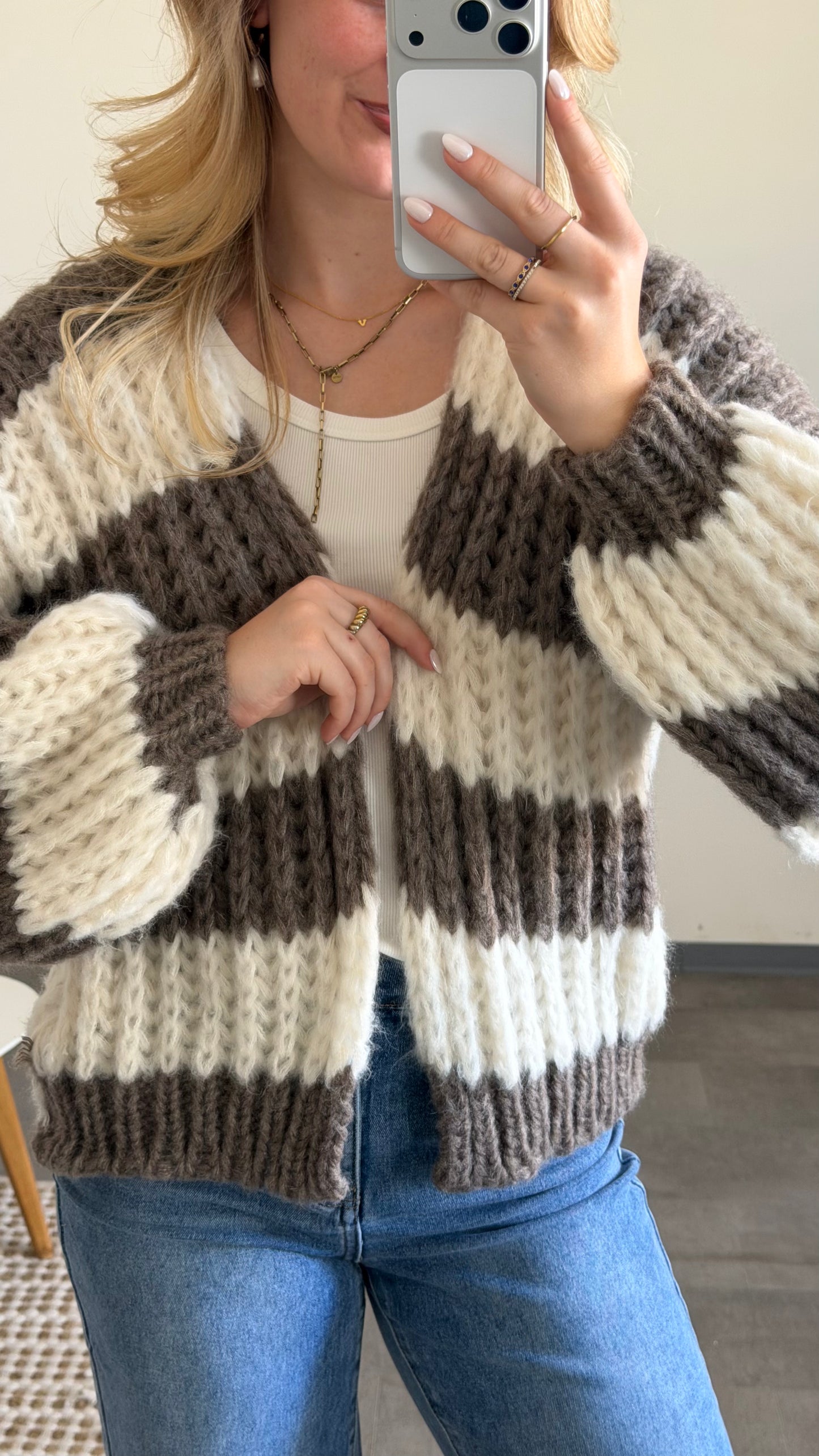 CHUNKY CARDIGAN MOCCA CREAM