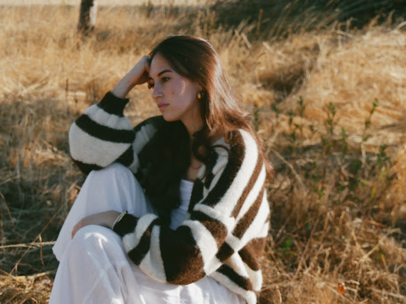 COMFY STRIPED CARDIGAN CHOCLATE VANILLA