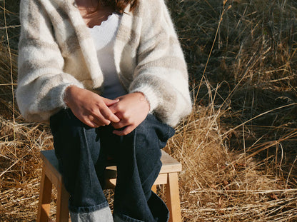 COMFY STRIPED CARDIGAN BEIGE VANILLA