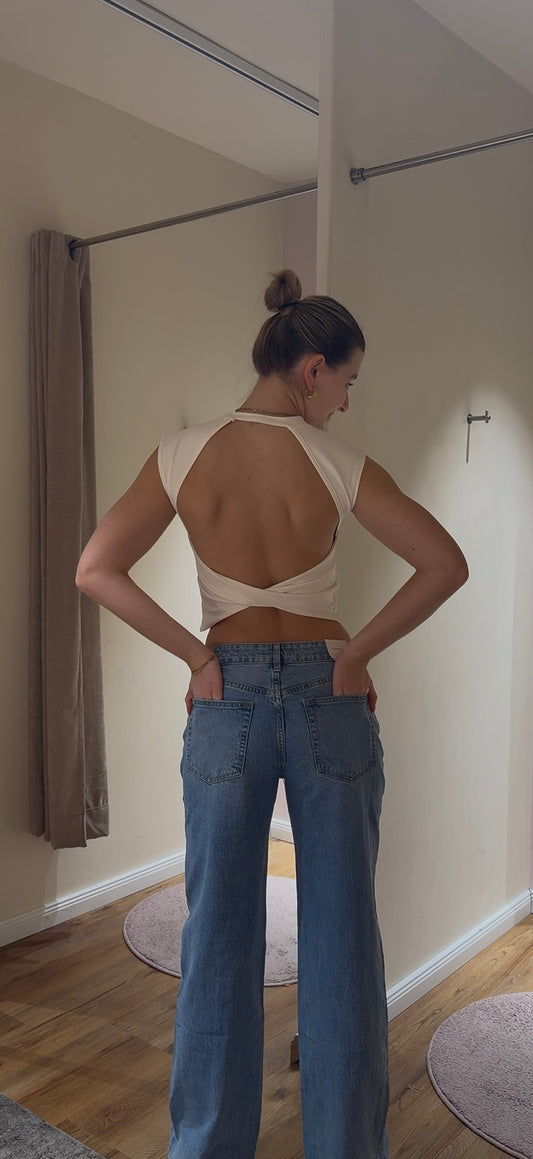 RÜCKENFREIES TOP BEIGE