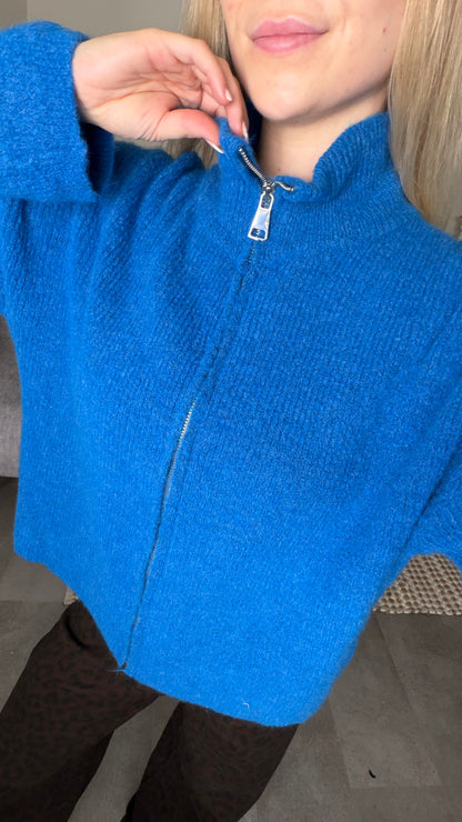 ZIP CARDIGAN ROYAL BLUE