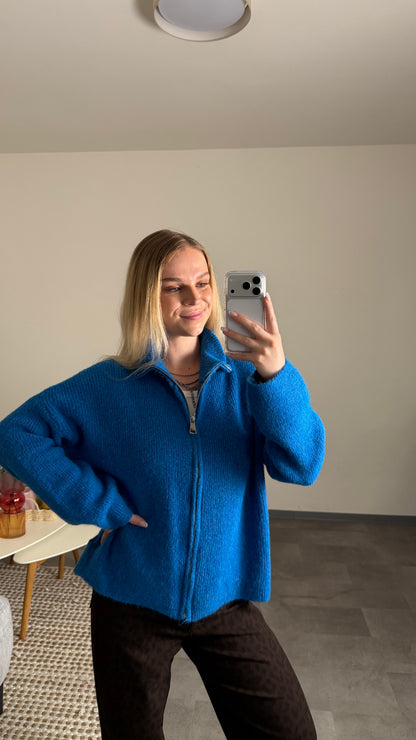 ZIP CARDIGAN ROYAL BLUE