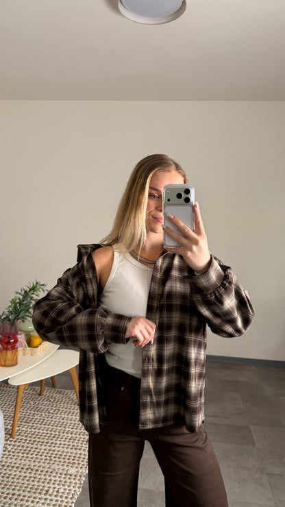 CHECKED FLANELL SHIRT BROWN