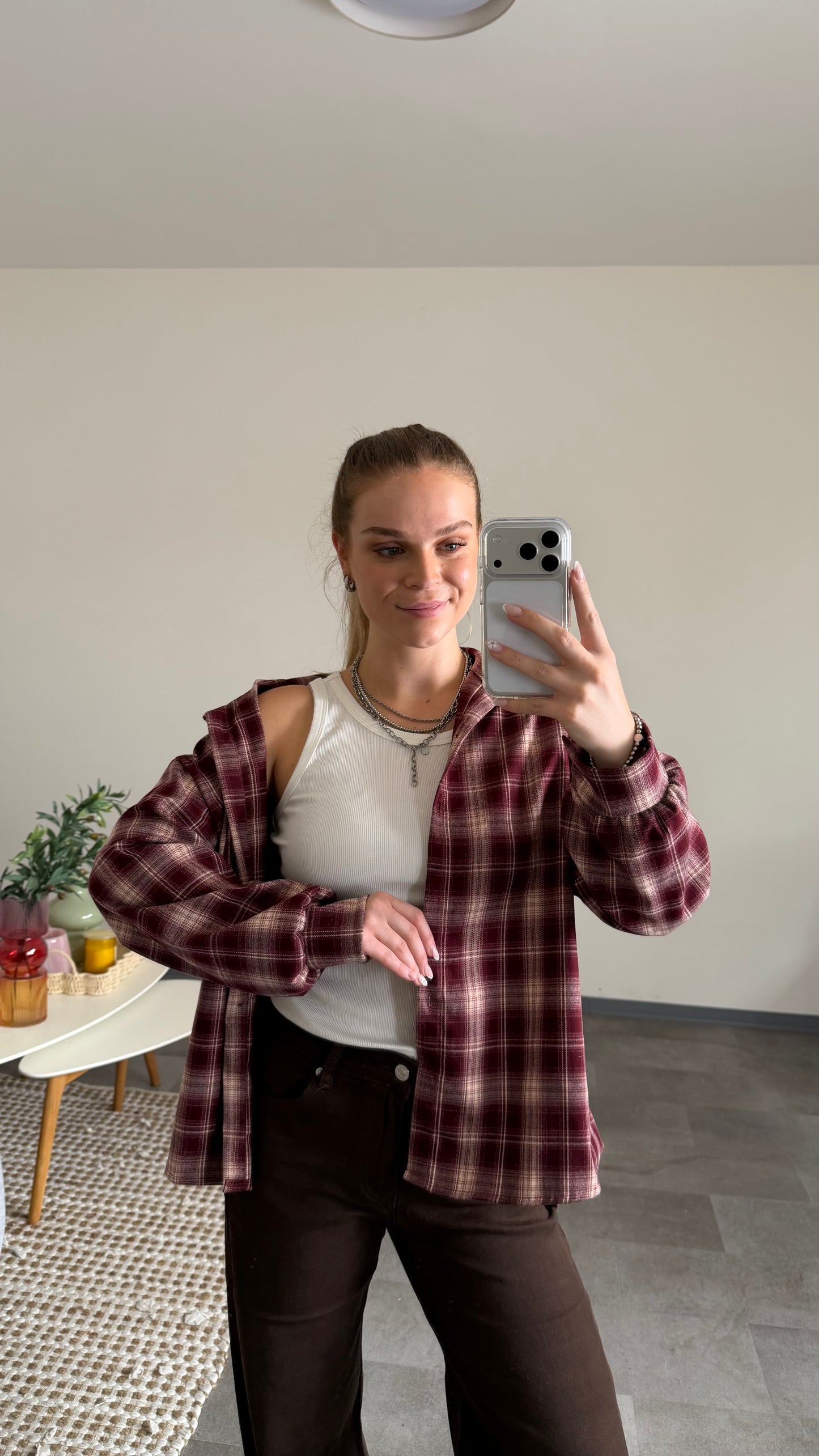 CHECKED FLANELL SHIRT BURGUNDY