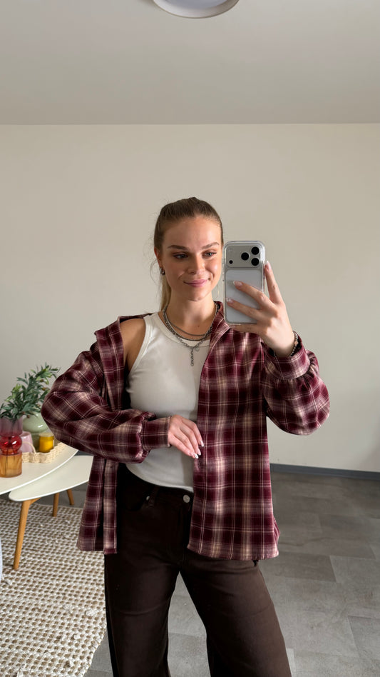 CHECKED FLANELL SHIRT BURGUNDY