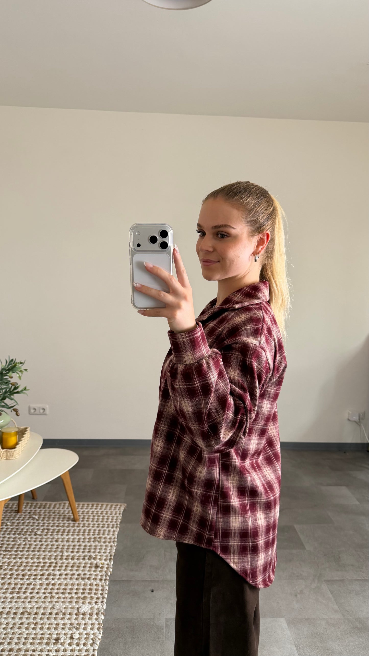 CHECKED FLANELL SHIRT BURGUNDY