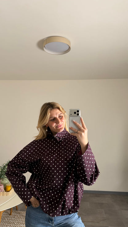 TINY POLKA DOT JACKET BURGUNDY