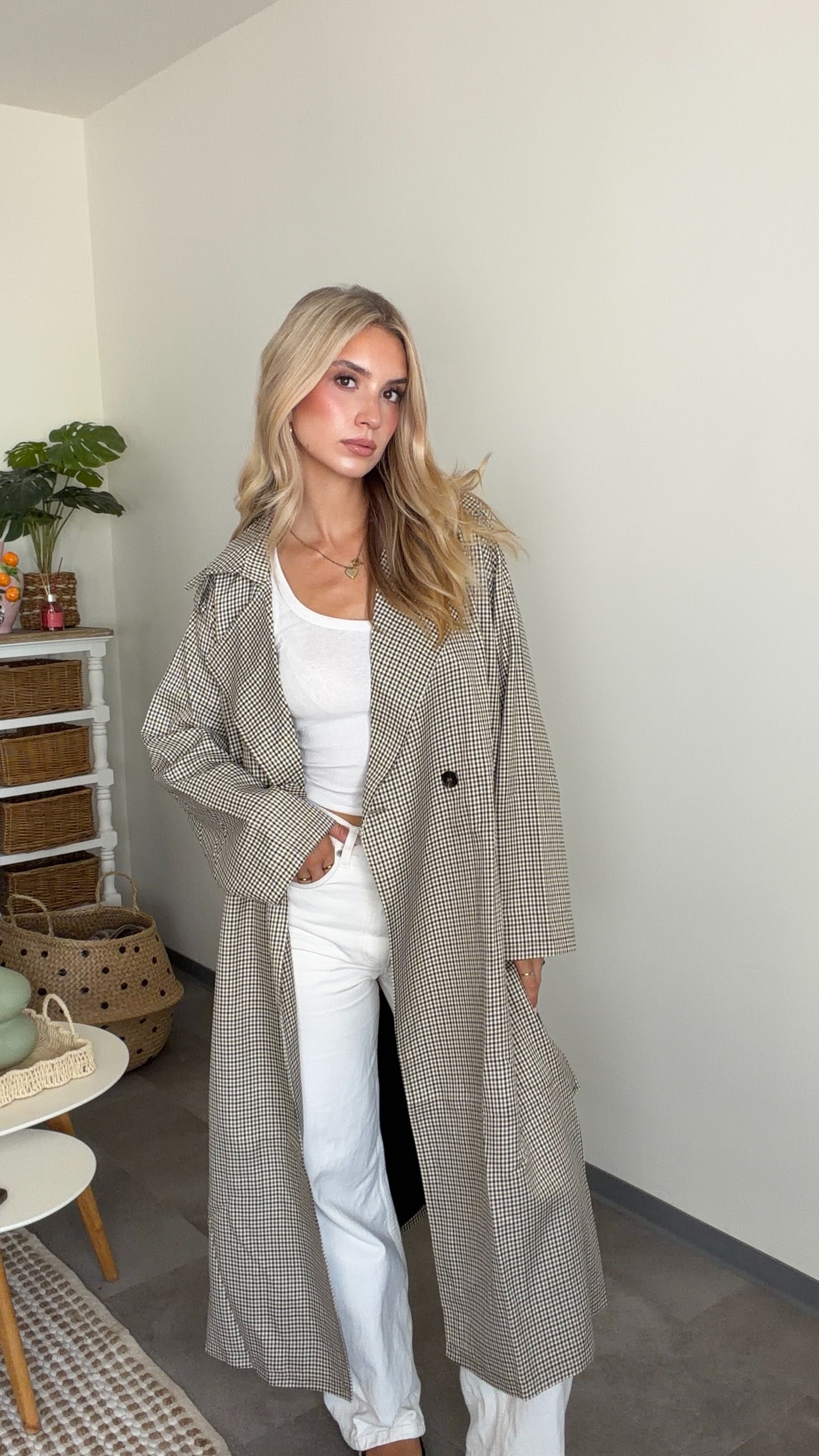 GINGHAM TRENCHCOAT