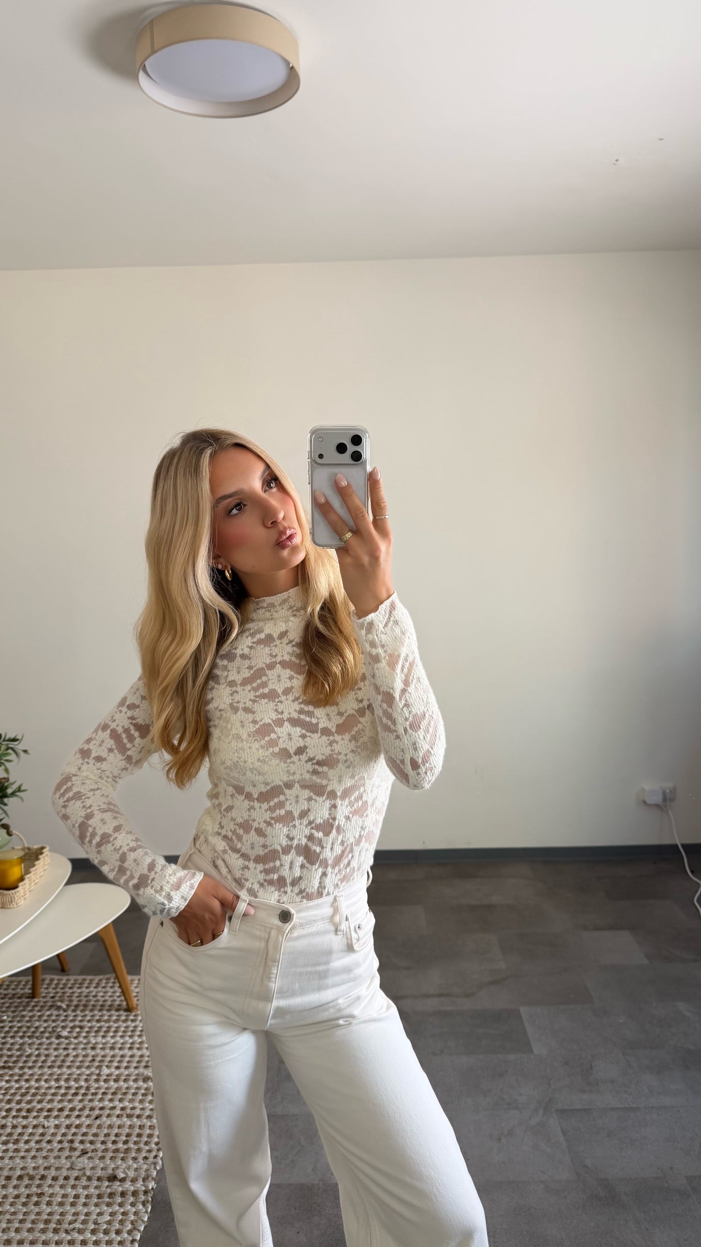LACE LONG TOP VANILLA