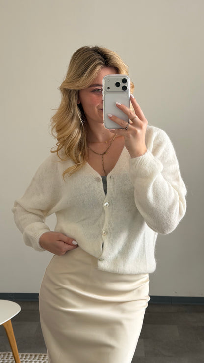 ALPAKA CARDIGAN WOOLWHITE