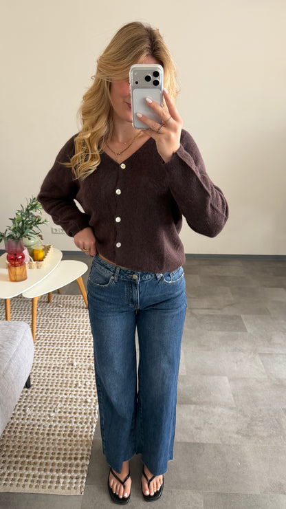 RAW EDGE WIDE LEG BLUE JEANS