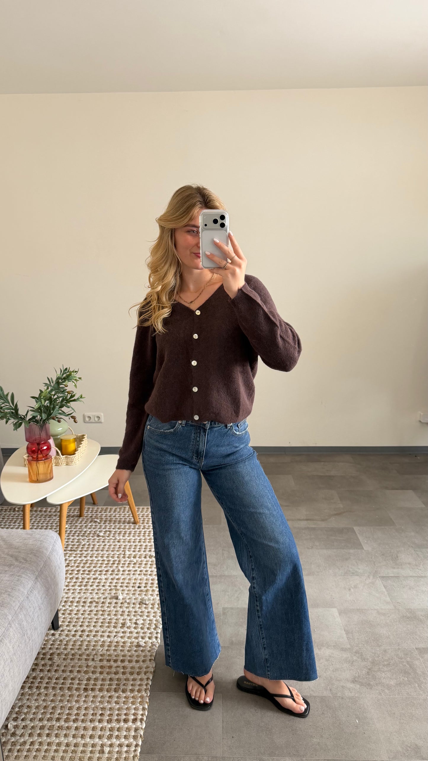 RAW EDGE WIDE LEG BLUE JEANS