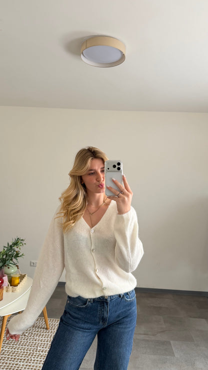 ALPAKA CARDIGAN WOOLWHITE