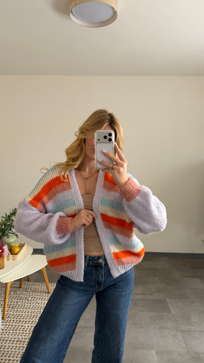 RETRO MULTICOLOR STRIPE CARDIGAN