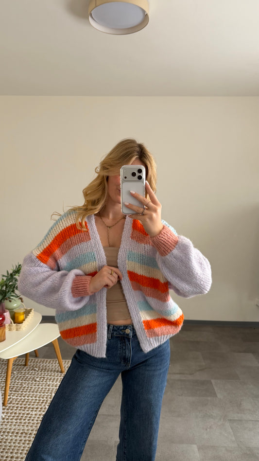 RETRO MULTICOLOR STRIPE CARDIGAN