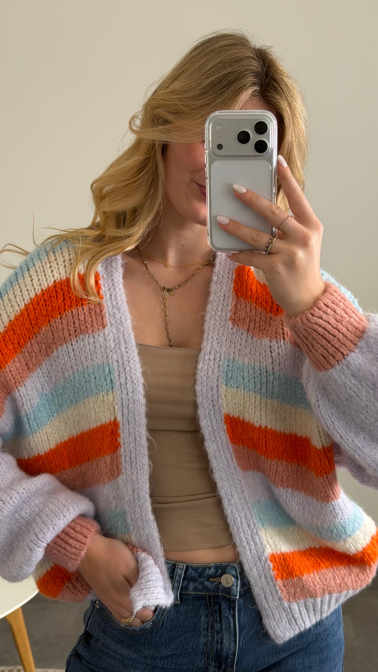 RETRO MULTICOLOR STRIPE CARDIGAN