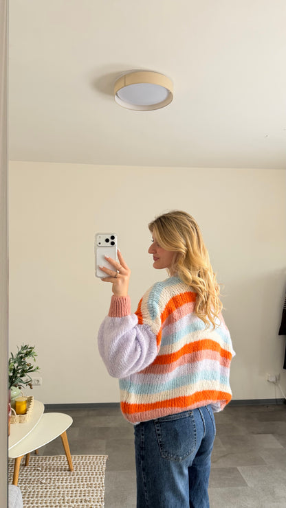 RETRO MULTICOLOR STRIPE CARDIGAN