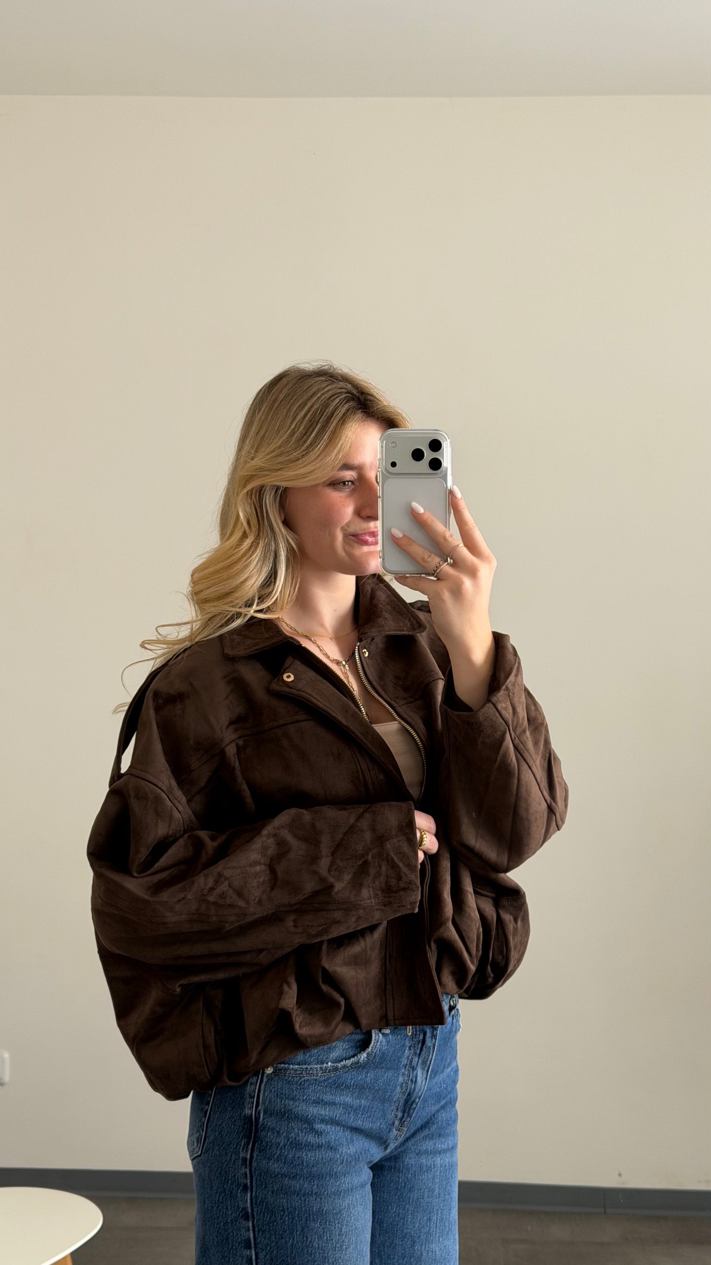 OVERSIZE VELOURS JACKET CHOCLATE