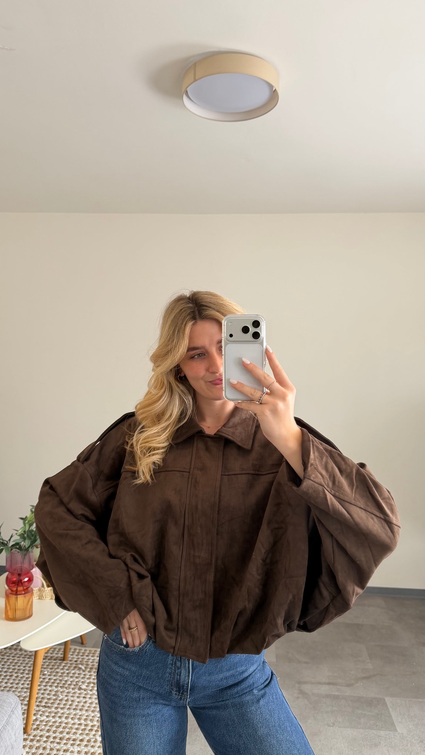 OVERSIZE VELOURS JACKET CHOCLATE