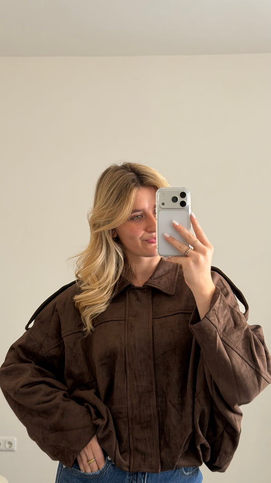 OVERSIZE VELOURS JACKET CHOCLATE