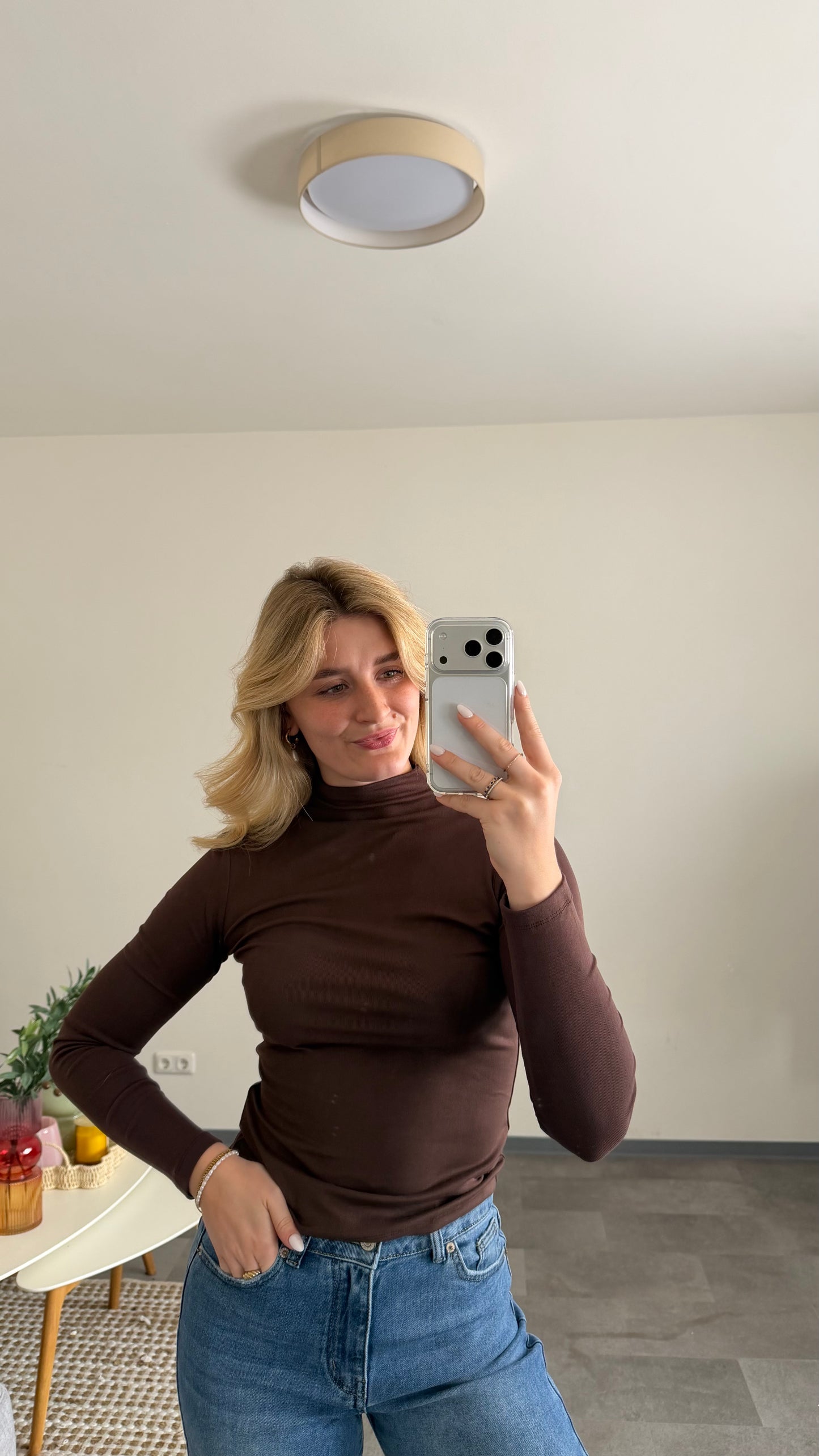 TURTLE NECK LONGTOP CHOCLATE