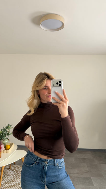 TURTLE NECK LONGTOP CHOCLATE