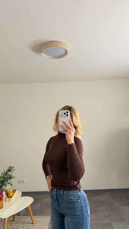TURTLE NECK LONGTOP CHOCLATE