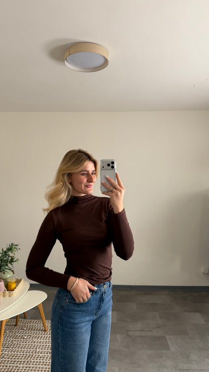 TURTLE NECK LONGTOP CHOCLATE
