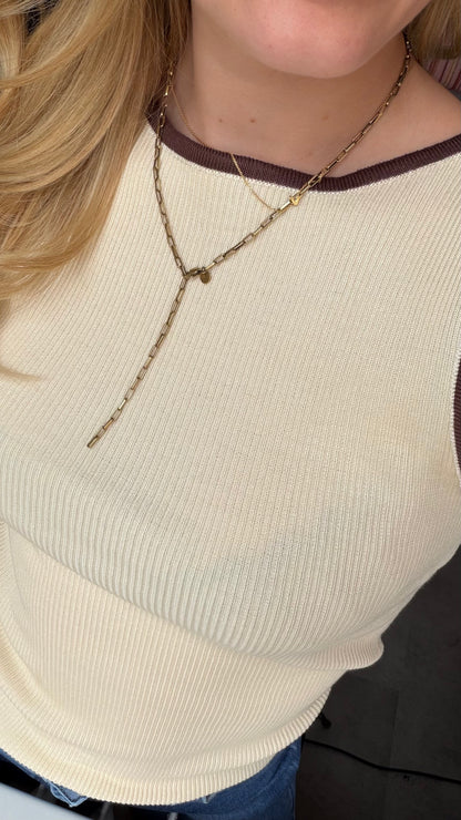 CONTRAST RIB TOP CREAM