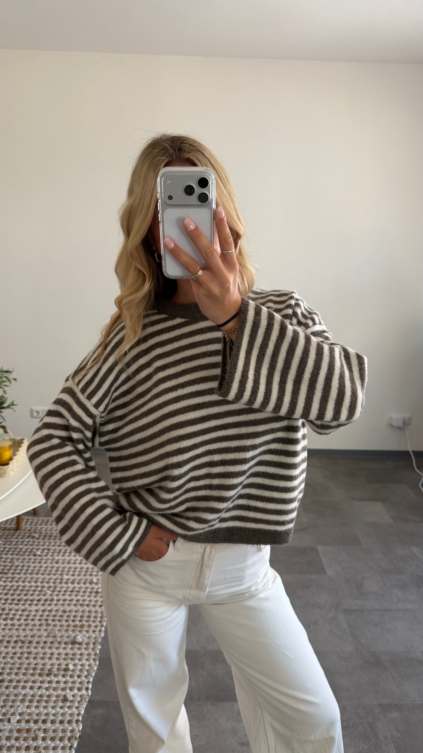 STRIPE KNIT PULLOVER MOCCA VAILLA