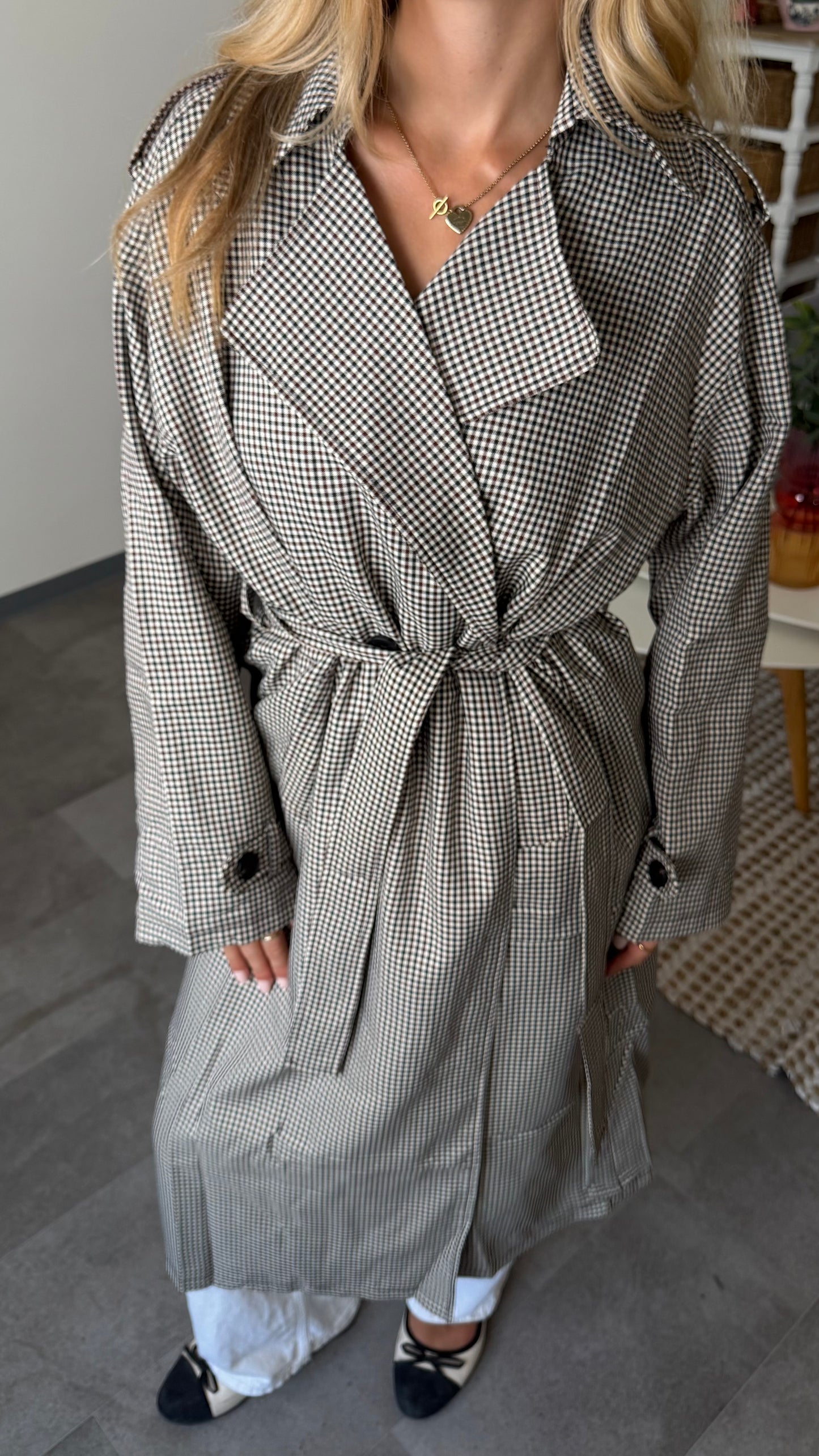 GINGHAM TRENCHCOAT