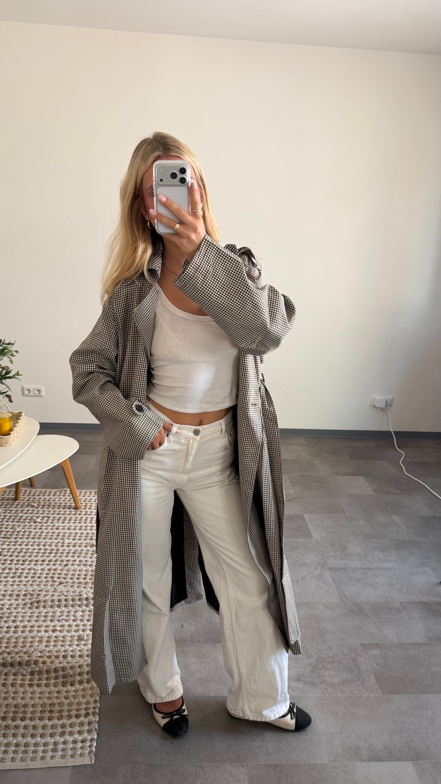 GINGHAM TRENCHCOAT